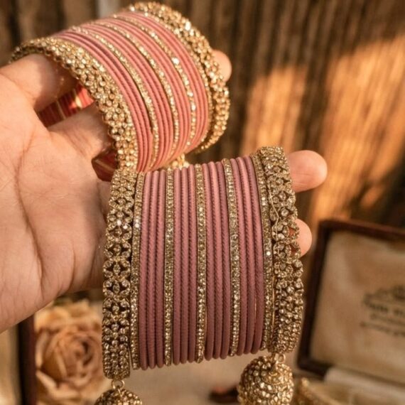 pink and gold bangles
