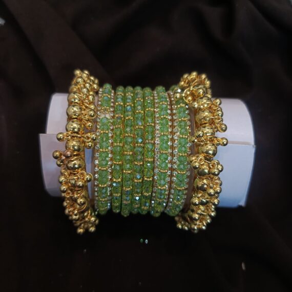 Green and gold bangles