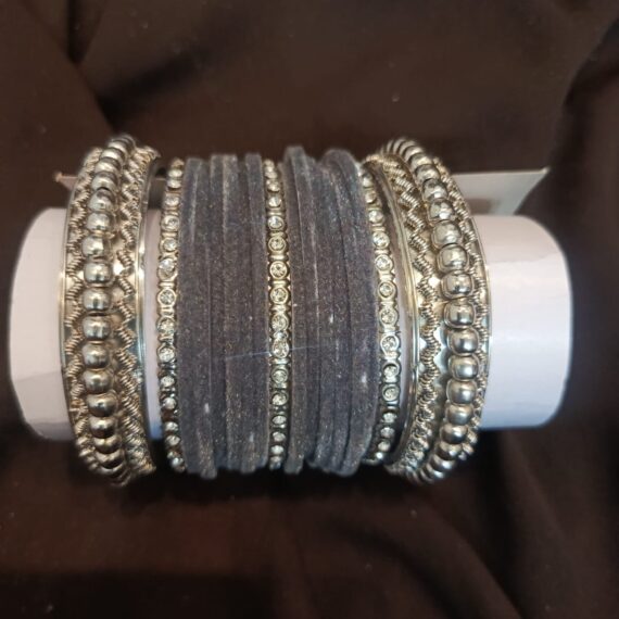 Gray and silver bangles set