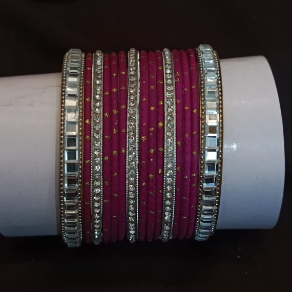 pink and silver bangles set