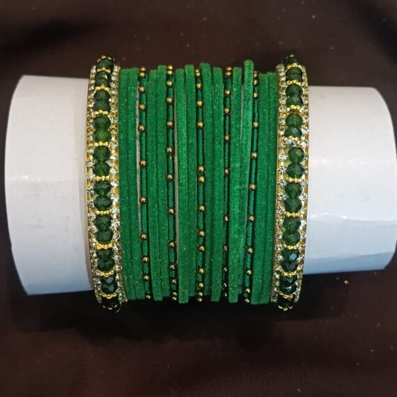 green velvet bangles set