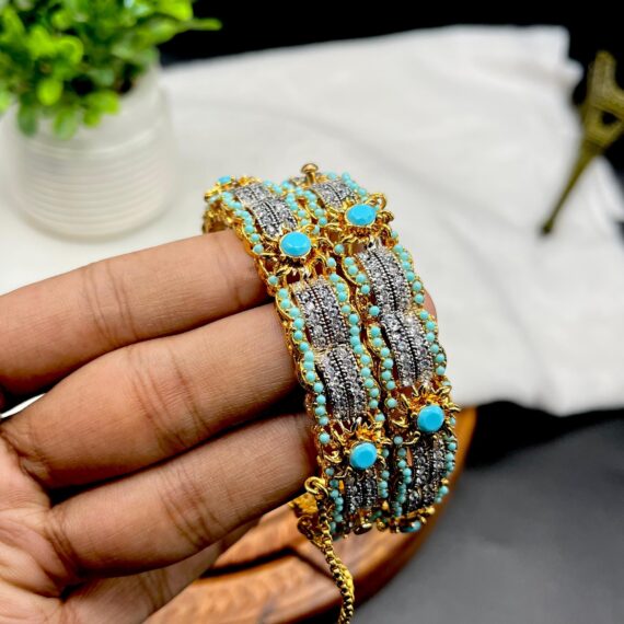 American daimand 1karat gold plated bangles Sky Blue