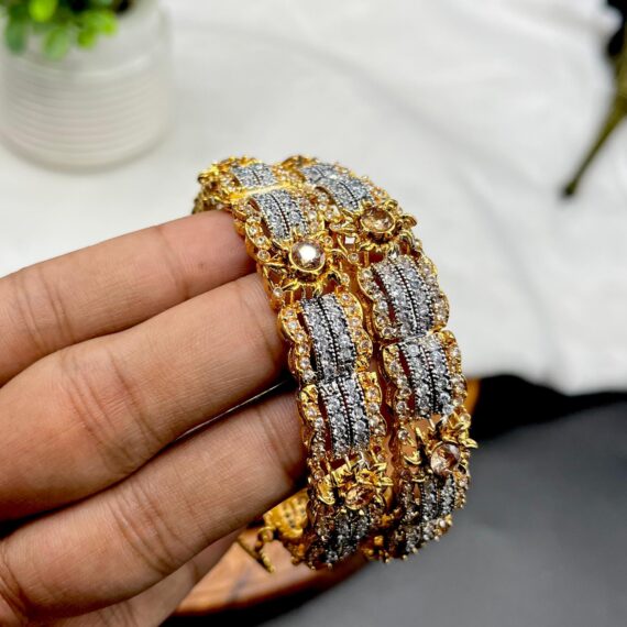 American daimand 1karat gold plated bangles pair