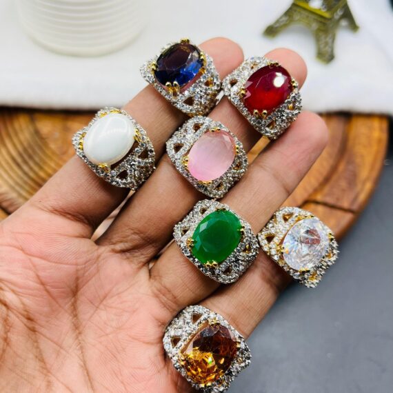 Square American daimand 1 karat gold plated rings