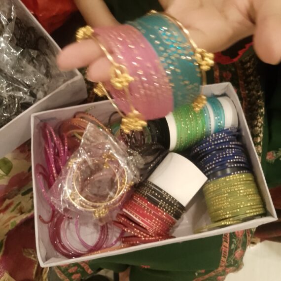 Kashmiri Churiyan Teapink+sea green with Kara Sawa 2